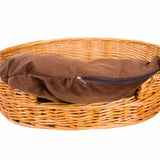 Honey Color Premium Wicker Dog Pet Bed With Washable Cushions