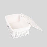White Wicker Storage Basket With Lid Woven Hamper Basket Christmas Gift Basket