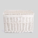 White Wicker Storage Chest Storage Trunk Storage Footstool Blanket Basket