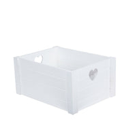 Pure White Heart Cutout Handles Wooden Crates Shelve Storage Box Gift Hamper