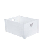 Pure White Heart Cutout Handles Wooden Crates Shelve Storage Box Gift Hamper