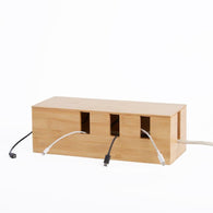 BH Bamboo Cable Tidy Organiser With Lid  Home Office Wire Organiser x 2