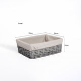Grey Natural Wicker Storage Basket With Liner Shelf Basket Gift Hamper
