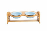 BH Bamboo Height Adjustable Raised Double Feeding Stand(2 bowls) For Dogs, Cats