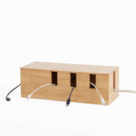 Bamboo Storage Cable Tidy Organizer With Lid Home Office Wire Organizer