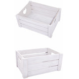 OffWhite Vintage Cutout Handle Wooden Crates Storage Rack Shelves Christmas Gift