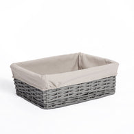 Grey Woven Wicker Storage Basket With Liner Shelf Basket Gift Hamper Nursery Baby Storage Basket Bathroom Storage Basket Wardrobe Organizer Box