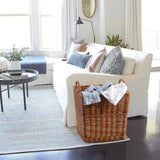 Durable Natural Wicker Open Storage Basket with two handles Blanket basket Bedroom pillow basket Fireside Log Basket